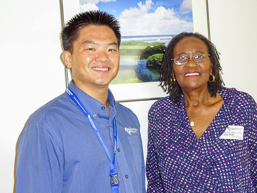 (Left to Right): Dr. Weddington mets with Keith M. Chan, DPT, Rehabilitation Services Manager at the Guam Regional Medical City (GRMC) on February 23, 2016.