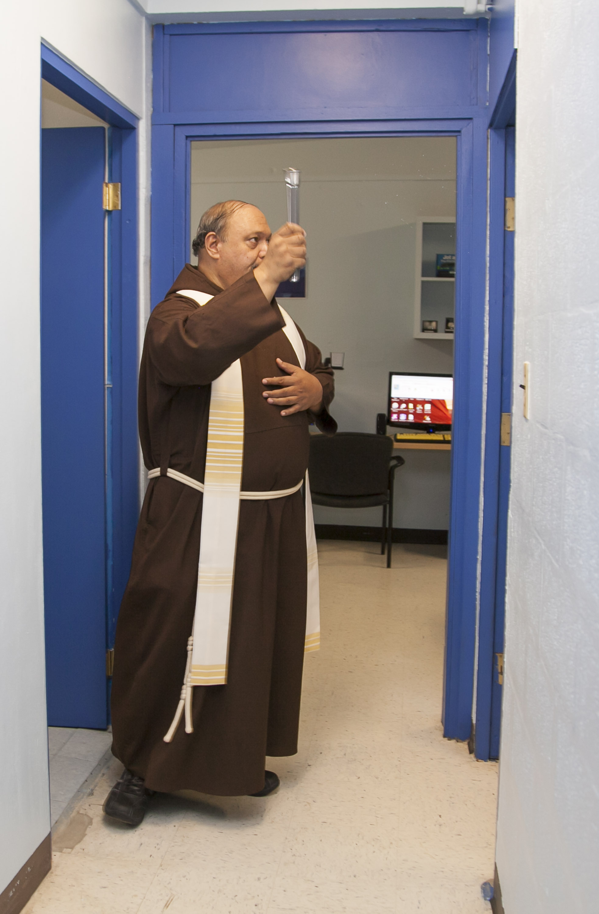 Reverend Father Joseph English, OFM Cap., led the blessing of the newly renovated AT Demonstration Center.