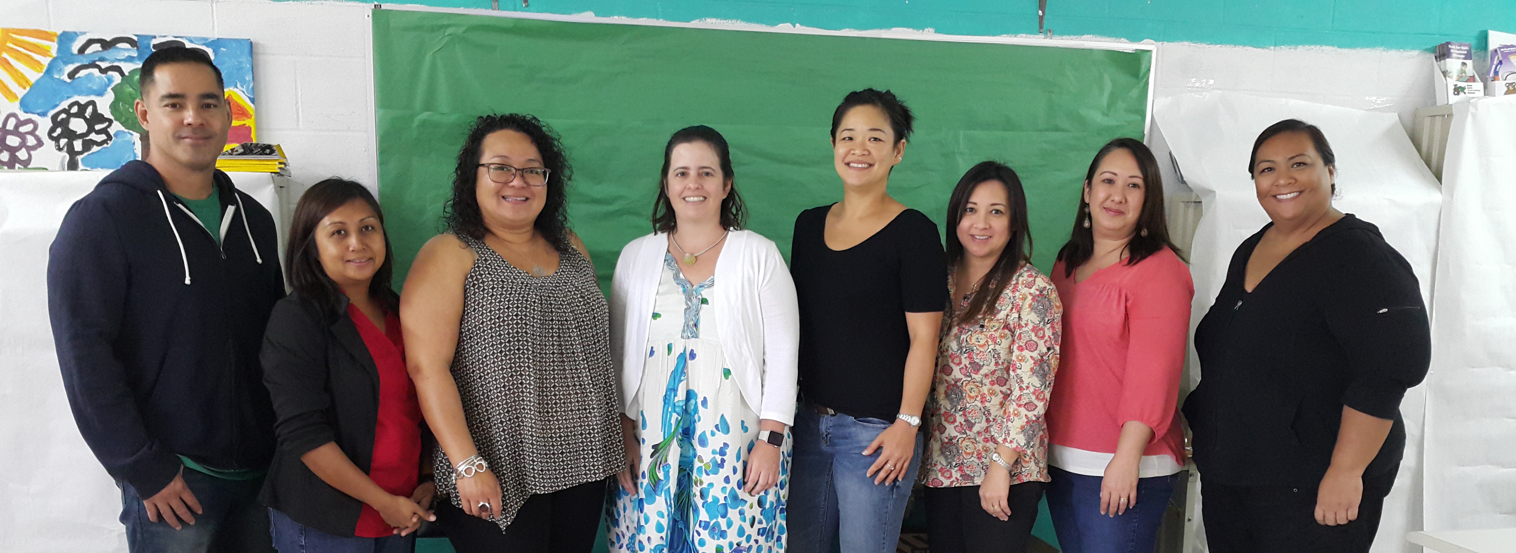 Guam ADOS-2 Cohort with Dr. Irina Zamora, ASD Trainer from USC.  Pictured L-R: Tom Babauta, Special Education Licensed Clinical Social Worker; Nicole Duenas, Speech Language Pathologist; Jessica Atoigue, Autism Technical Assistance Provider; Dr. Zamora; Gajee Parsons, Early Intervention Provider; Marita Gogue, School Psychologist; Tricia Taitague, Emotional Disabilities Program Coordinator; and Paula Ulloa, School Program Consultant.