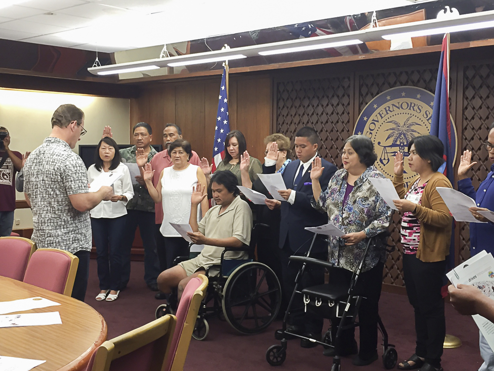 Lt. Governor Ray Tenorio swears in new members of the State Rehabilitation Council.